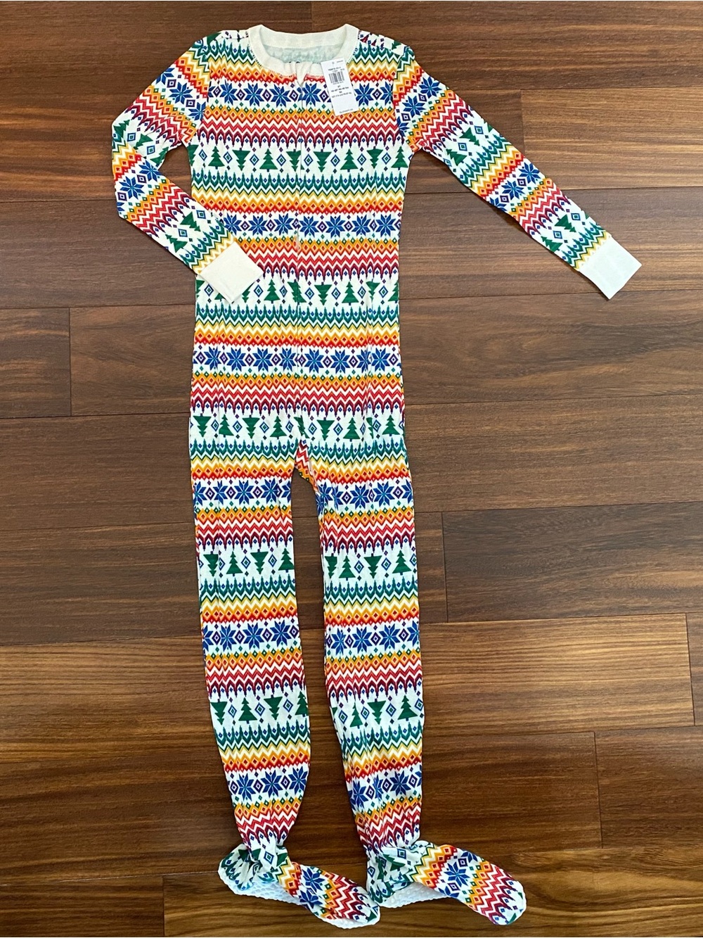 Kids Rainbow Fair Isle One-Piece Footed Pajamas